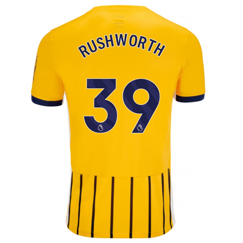 Kandiny Férfi Carl Rushworth #39 Arany Kék Csíkos Idegenbeli Jersey 2024/25 Mez Póló Ing