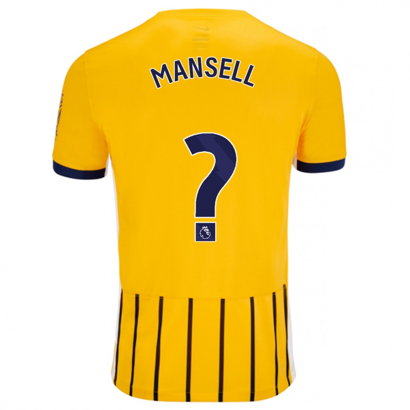 Kandiny Férfi Alfie Mansell #0 Arany Kék Csíkos Idegenbeli Jersey 2024/25 Mez Póló Ing