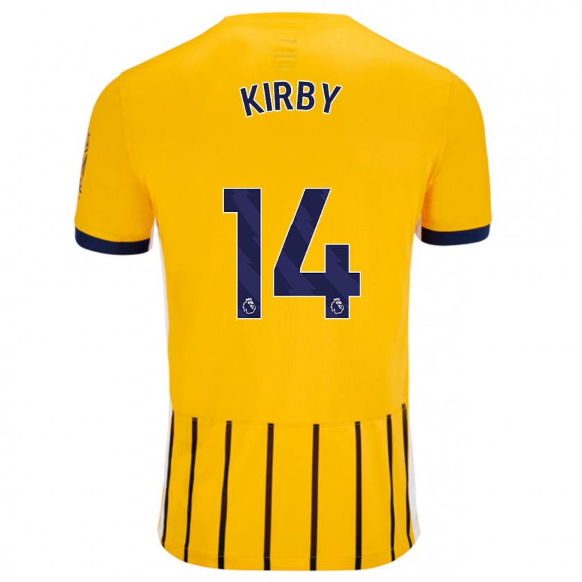 Kandiny Férfi Fran Kirby #14 Arany Kék Csíkos Idegenbeli Jersey 2024/25 Mez Póló Ing