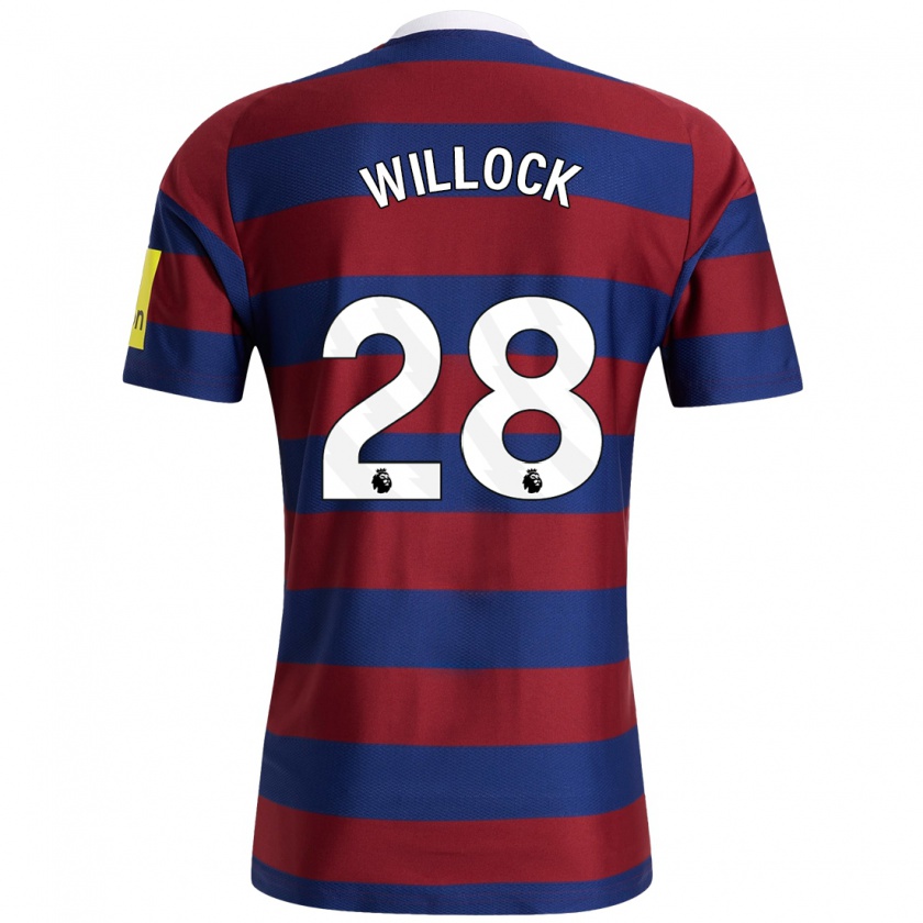 Kandiny Férfi Joe Willock #28 Bordó Sötétkék Idegenbeli Jersey 2024/25 Mez Póló Ing