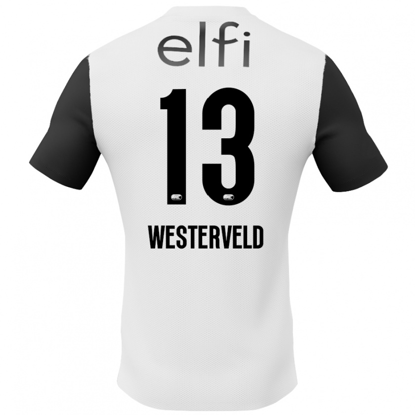 Kandiny Férfi Sem Westerveld #13 Fehér Fekete Idegenbeli Jersey 2024/25 Mez Póló Ing