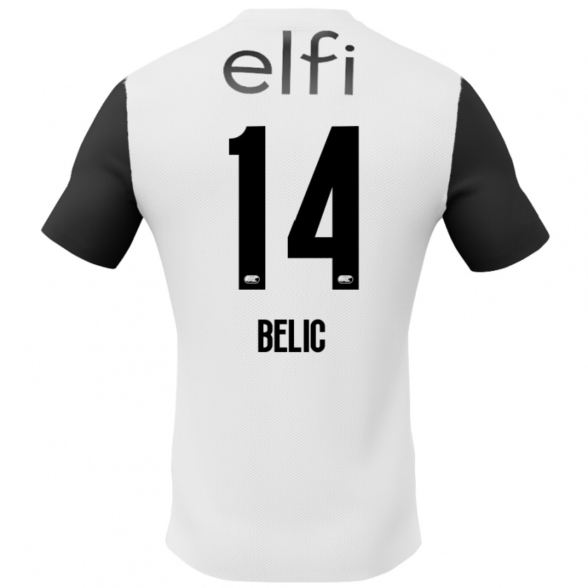 Kandiny Férfi Kristijan Belic #14 Fehér Fekete Idegenbeli Jersey 2024/25 Mez Póló Ing