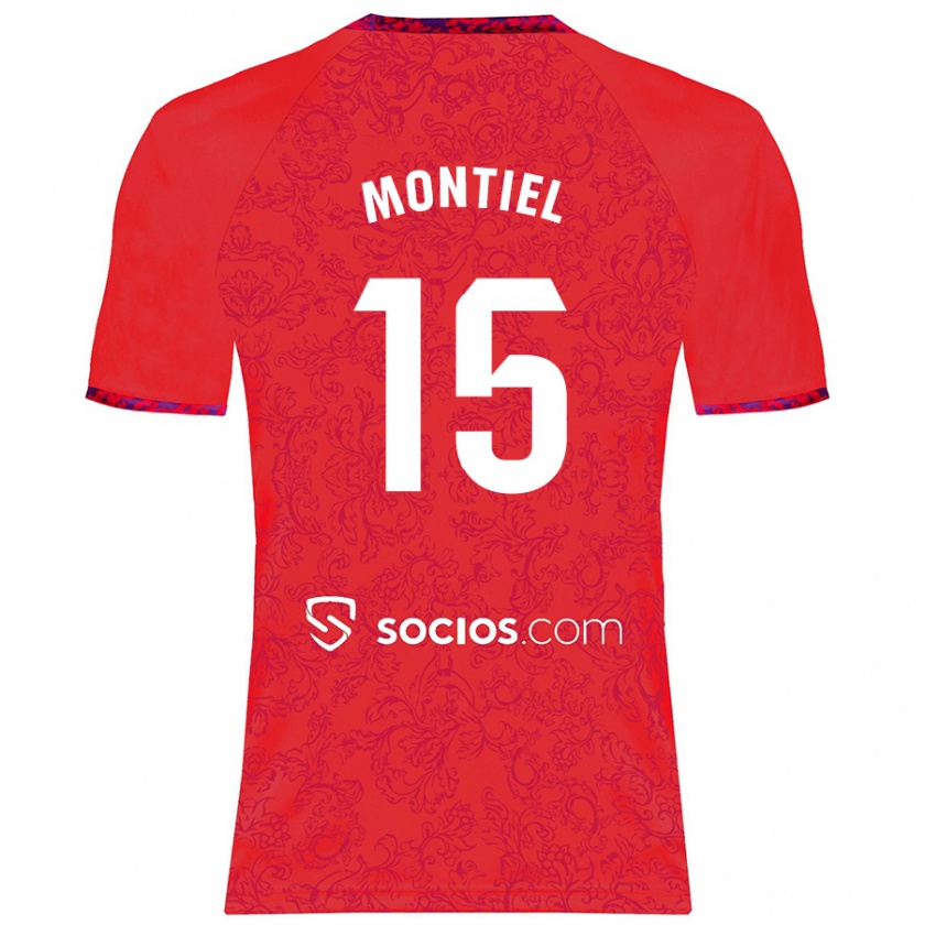 Kandiny Férfi Gonzalo Montiel #15 Piros Idegenbeli Jersey 2024/25 Mez Póló Ing