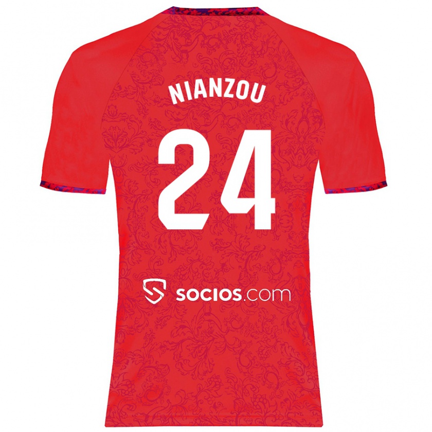 Kandiny Férfi Tanguy Nianzou #24 Piros Idegenbeli Jersey 2024/25 Mez Póló Ing