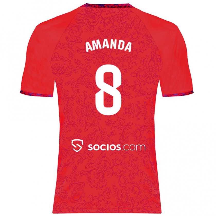 Kandiny Férfi Amanda Sampedro Bustos #8 Piros Idegenbeli Jersey 2024/25 Mez Póló Ing