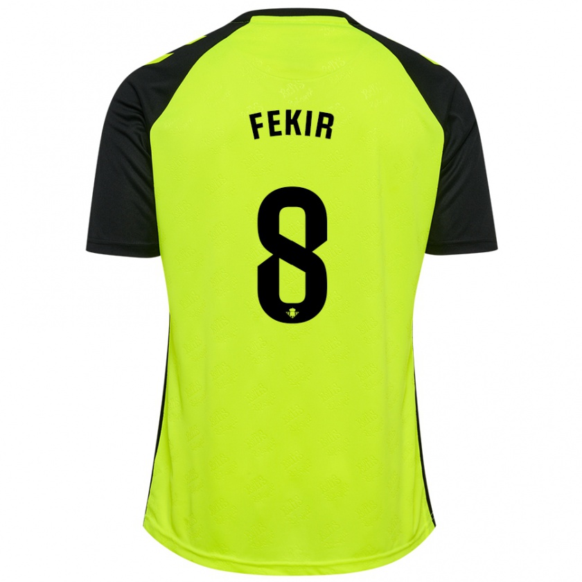 Kandiny Férfi Nabil Fekir #8 Fluoreszkáló Sárga Fekete Idegenbeli Jersey 2024/25 Mez Póló Ing