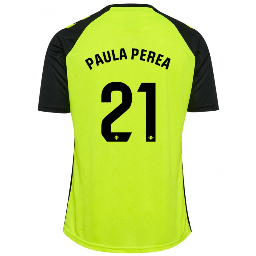 Kandiny Férfi Paula Perea Ramírez #21 Fluoreszkáló Sárga Fekete Idegenbeli Jersey 2024/25 Mez Póló Ing