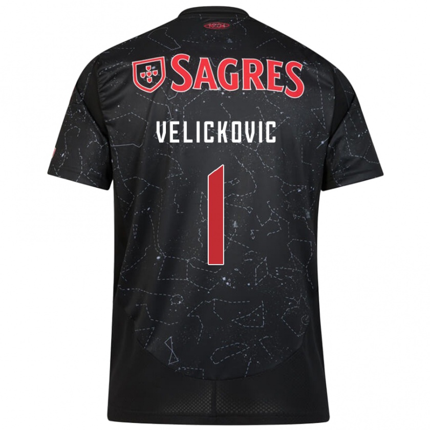 Kandiny Férfi Luka Velickovic #1 Fekete Piros Idegenbeli Jersey 2024/25 Mez Póló Ing