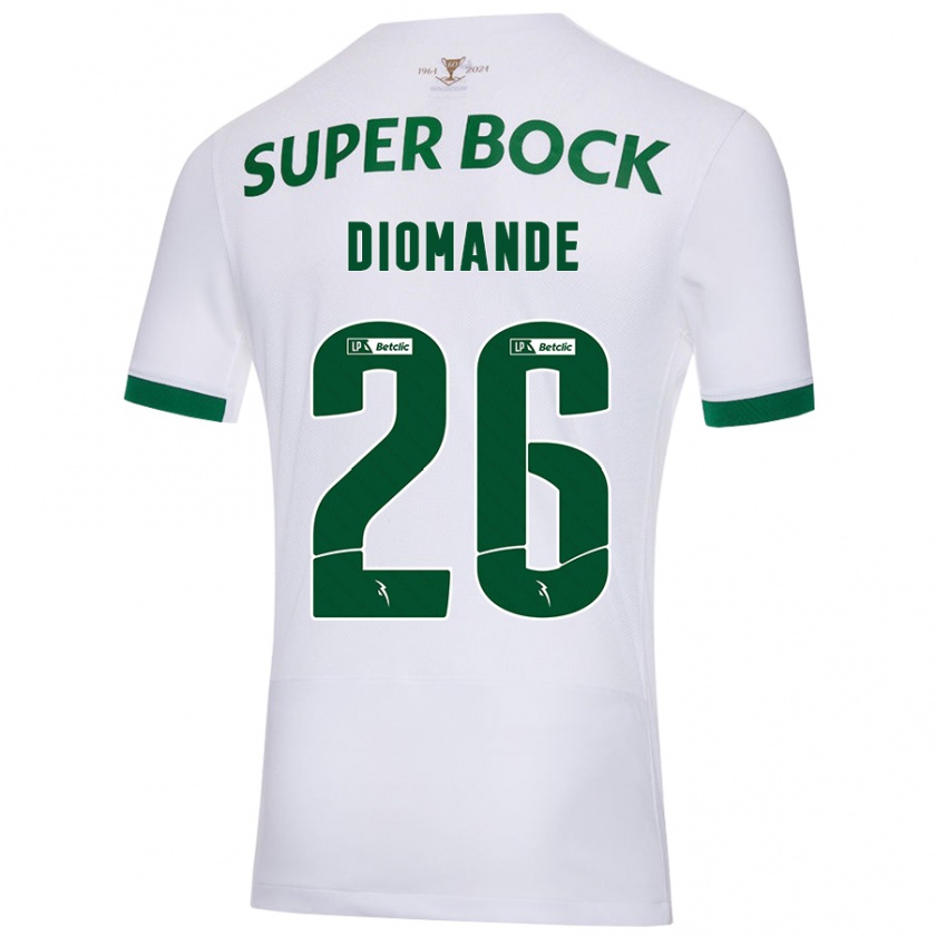 Kandiny Férfi Ousmane Diomande #26 Fehér Zöld Idegenbeli Jersey 2024/25 Mez Póló Ing