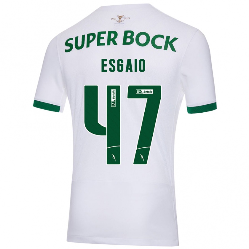 Kandiny Férfi Ricardo Esgaio #47 Fehér Zöld Idegenbeli Jersey 2024/25 Mez Póló Ing