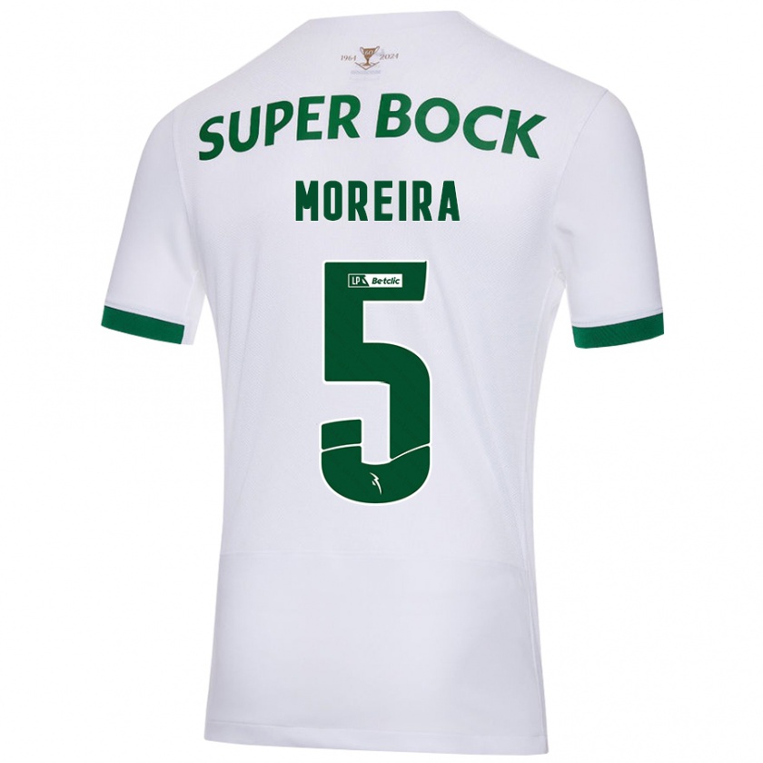 Kandiny Férfi David Moreira #5 Fehér Zöld Idegenbeli Jersey 2024/25 Mez Póló Ing