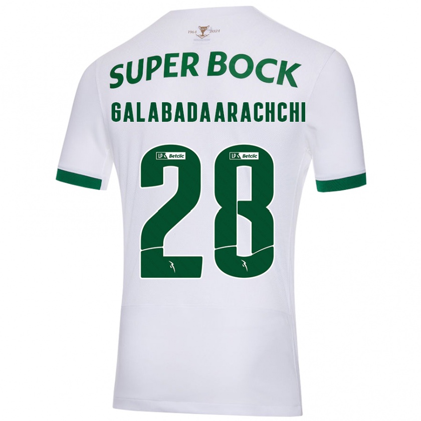 Kandiny Férfi Jacinta Galabadaarachchi #28 Fehér Zöld Idegenbeli Jersey 2024/25 Mez Póló Ing