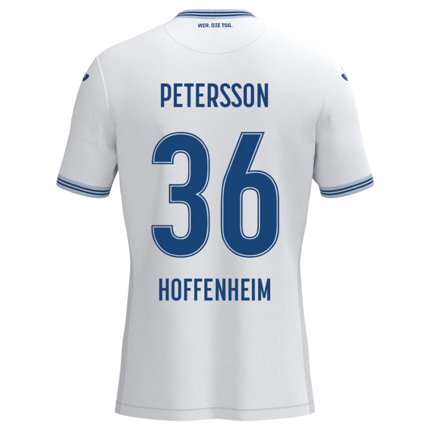 Kandiny Férfi Lúkas Petersson #36 Fehér Kék Idegenbeli Jersey 2024/25 Mez Póló Ing