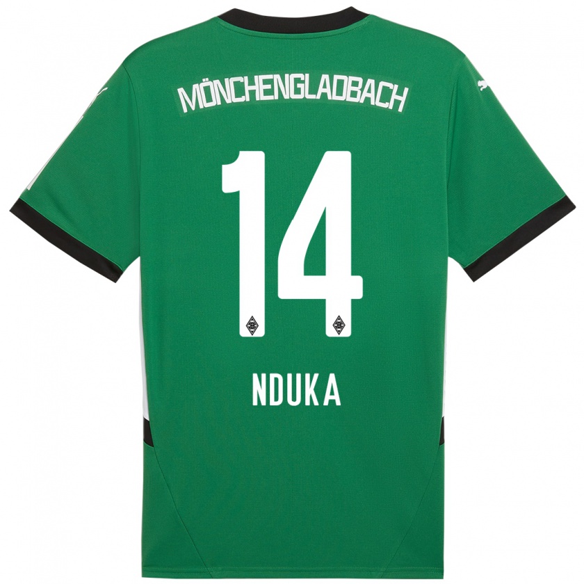 Kandiny Férfi Michael Nduka #14 Zöld Fehér Idegenbeli Jersey 2024/25 Mez Póló Ing