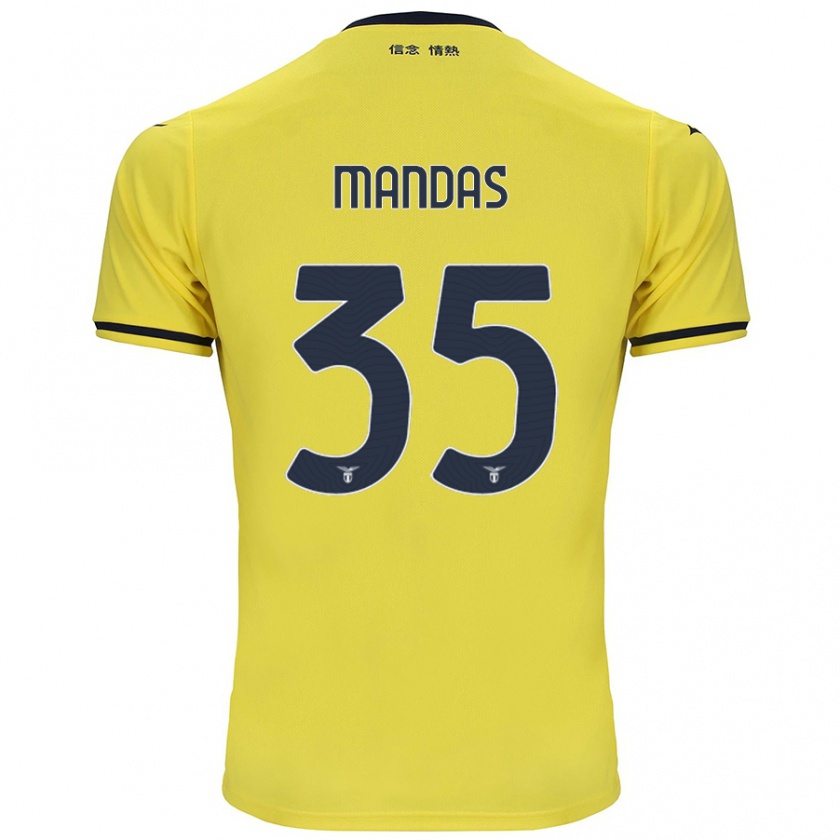 Kandiny Férfi Christos Mandas #35 Sárga Idegenbeli Jersey 2024/25 Mez Póló Ing