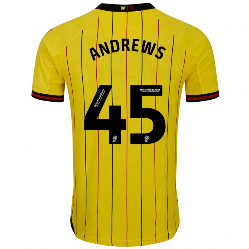 Kandiny Női Ryan Andrews #45 Sárga Fekete Hazai Jersey 2024/25 Mez Póló Ing