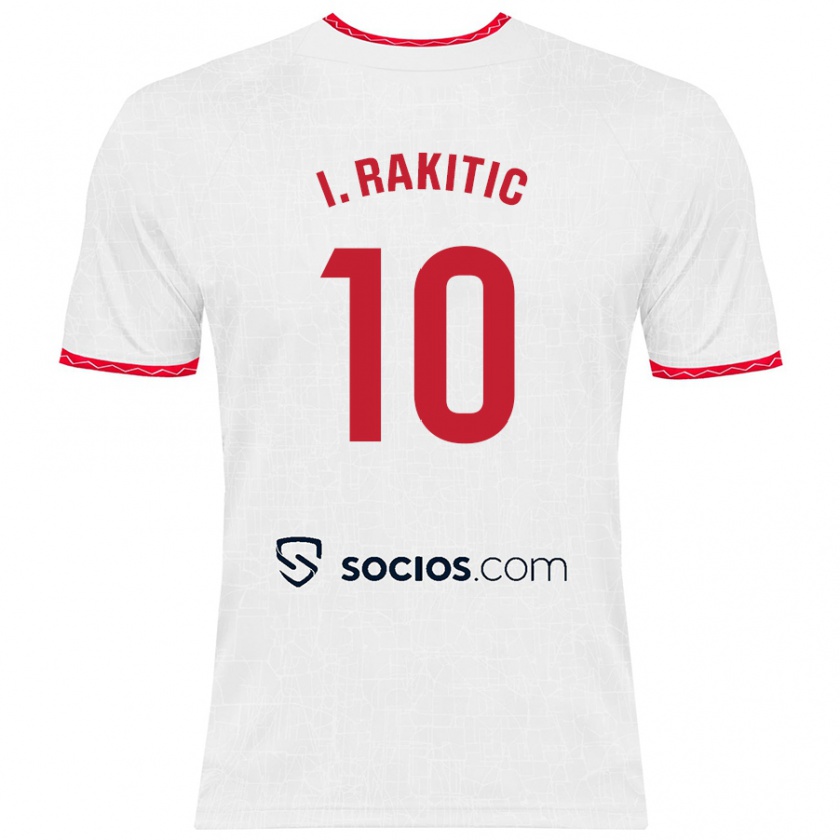 Kandiny Női Ivan Rakitic #10 Fehér Piros Hazai Jersey 2024/25 Mez Póló Ing