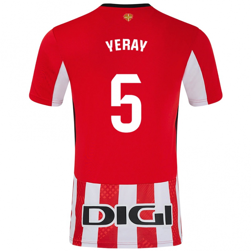 Kandiny Női Yeray Álvarez #5 Piros Fehér Hazai Jersey 2024/25 Mez Póló Ing