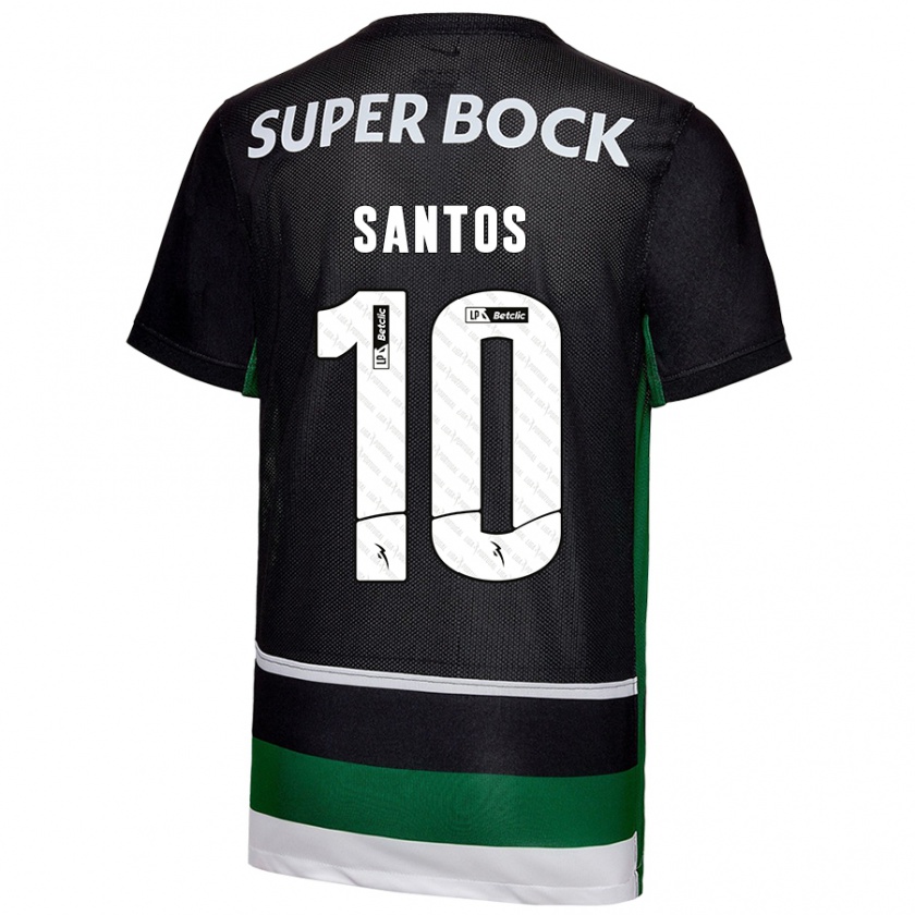 Kandiny Női Guilherme Santos #10 Fekete Fehér Zöld Hazai Jersey 2024/25 Mez Póló Ing