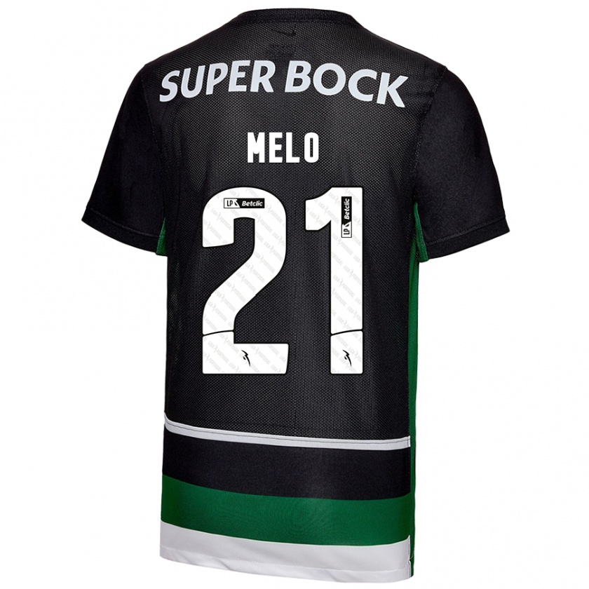 Kandiny Női Gabriel Melo #21 Fekete Fehér Zöld Hazai Jersey 2024/25 Mez Póló Ing