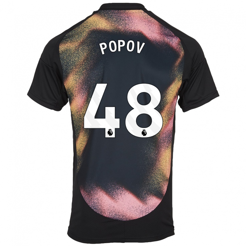 Kandiny Női Chris Popov #48 Fekete Fehér Idegenbeli Jersey 2024/25 Mez Póló Ing