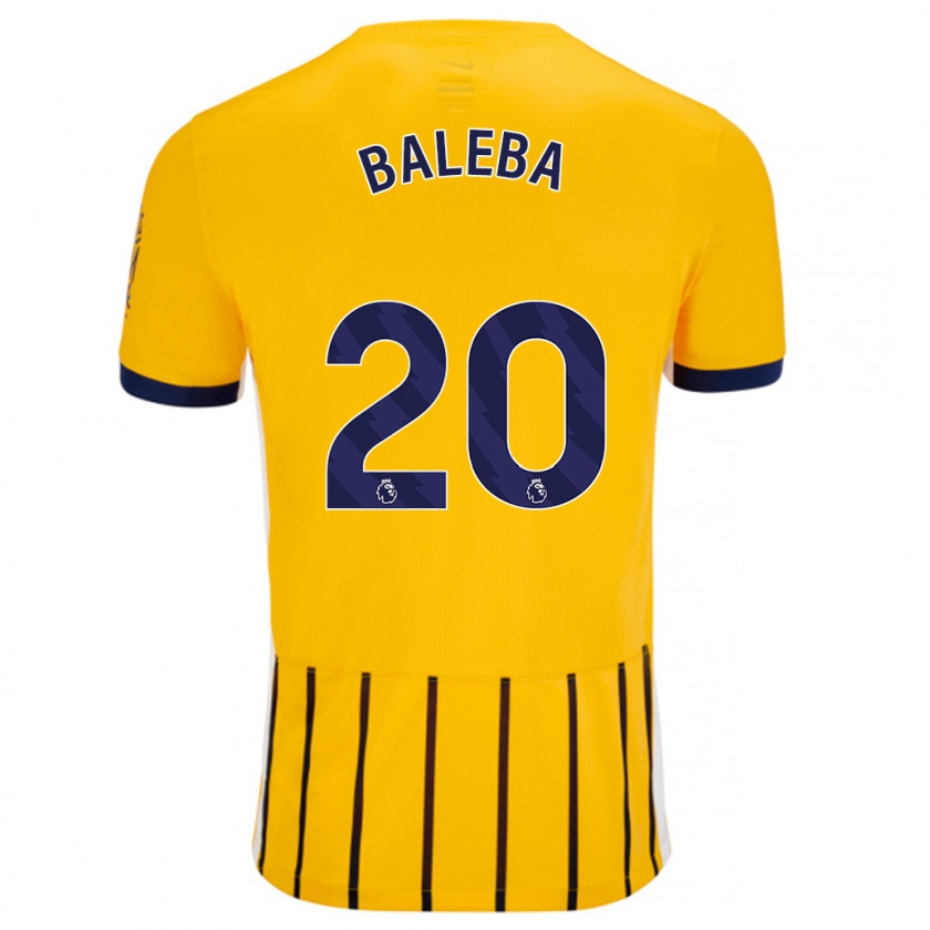 Kandiny Női Carlos Baleba #20 Arany Kék Csíkos Idegenbeli Jersey 2024/25 Mez Póló Ing