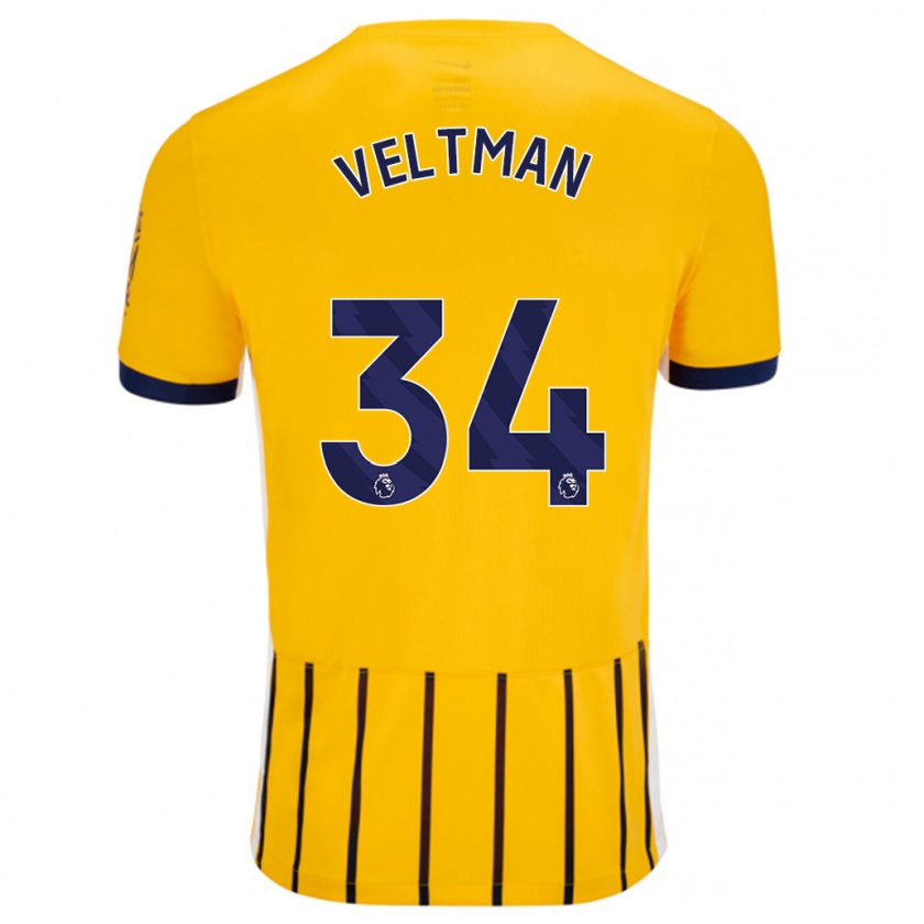 Kandiny Női Joël Veltman #34 Arany Kék Csíkos Idegenbeli Jersey 2024/25 Mez Póló Ing