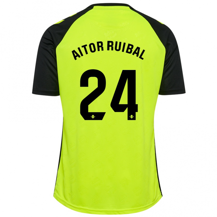 Kandiny Női Aitor Ruibal #24 Fluoreszkáló Sárga Fekete Idegenbeli Jersey 2024/25 Mez Póló Ing