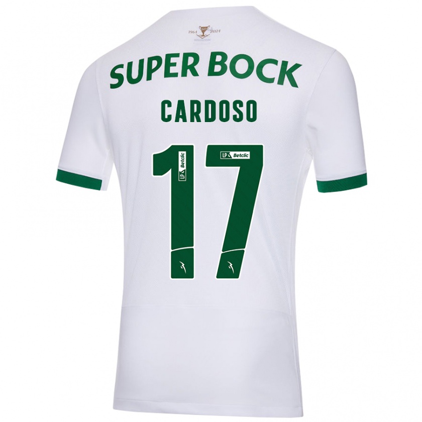 Kandiny Női Diogo Cardoso #17 Fehér Zöld Idegenbeli Jersey 2024/25 Mez Póló Ing