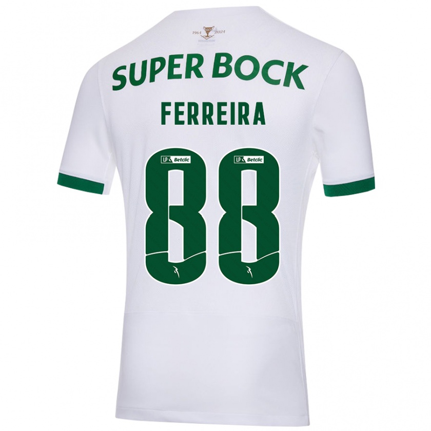 Kandiny Női Tiago Ferreira #88 Fehér Zöld Idegenbeli Jersey 2024/25 Mez Póló Ing