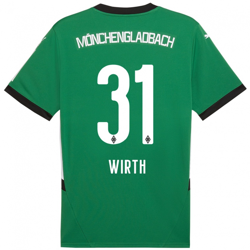 Kandiny Női Linus Wirth #31 Zöld Fehér Idegenbeli Jersey 2024/25 Mez Póló Ing