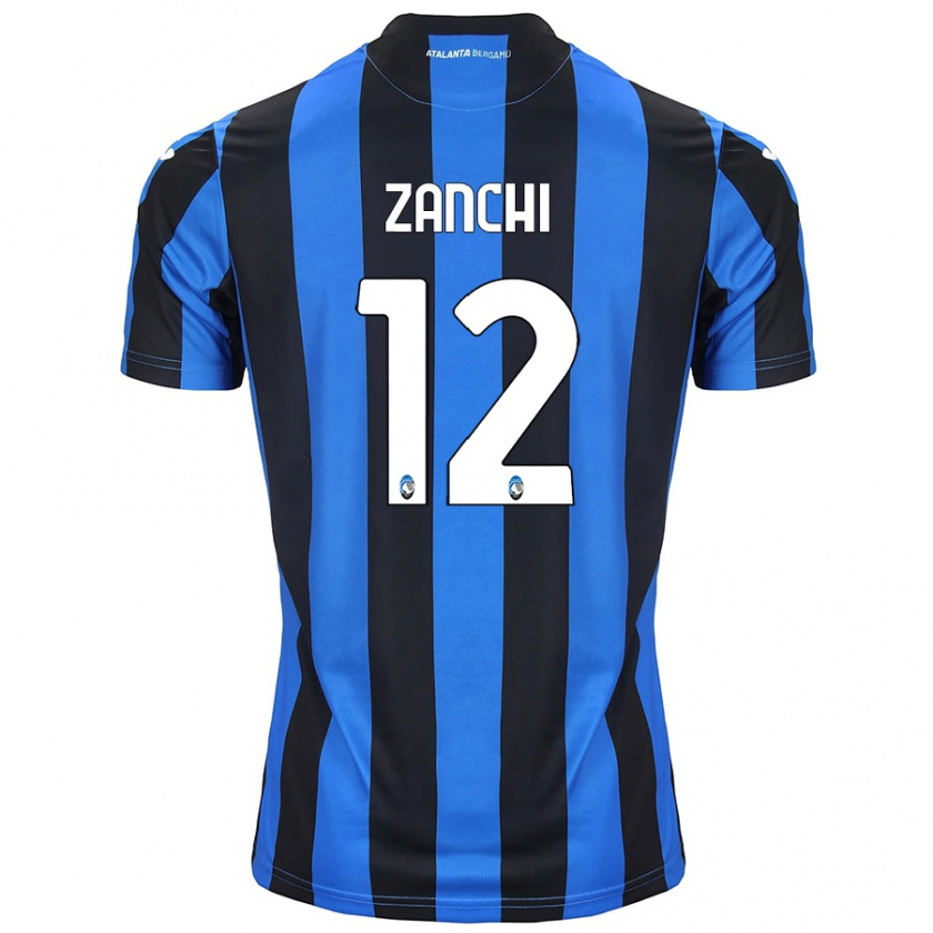 Kandiny Gyermek Edoardo Zanchi #12 Kék Fekete Hazai Jersey 2024/25 Mez Póló Ing