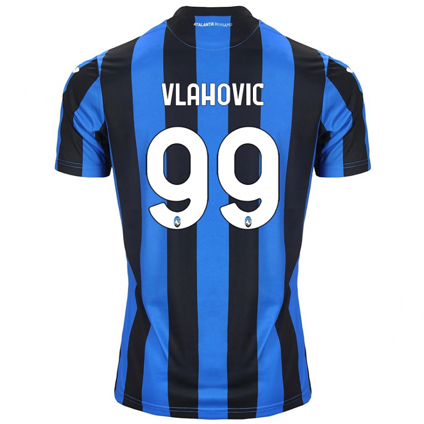 Kandiny Gyermek Vanja Vlahovic #99 Kék Fekete Hazai Jersey 2024/25 Mez Póló Ing