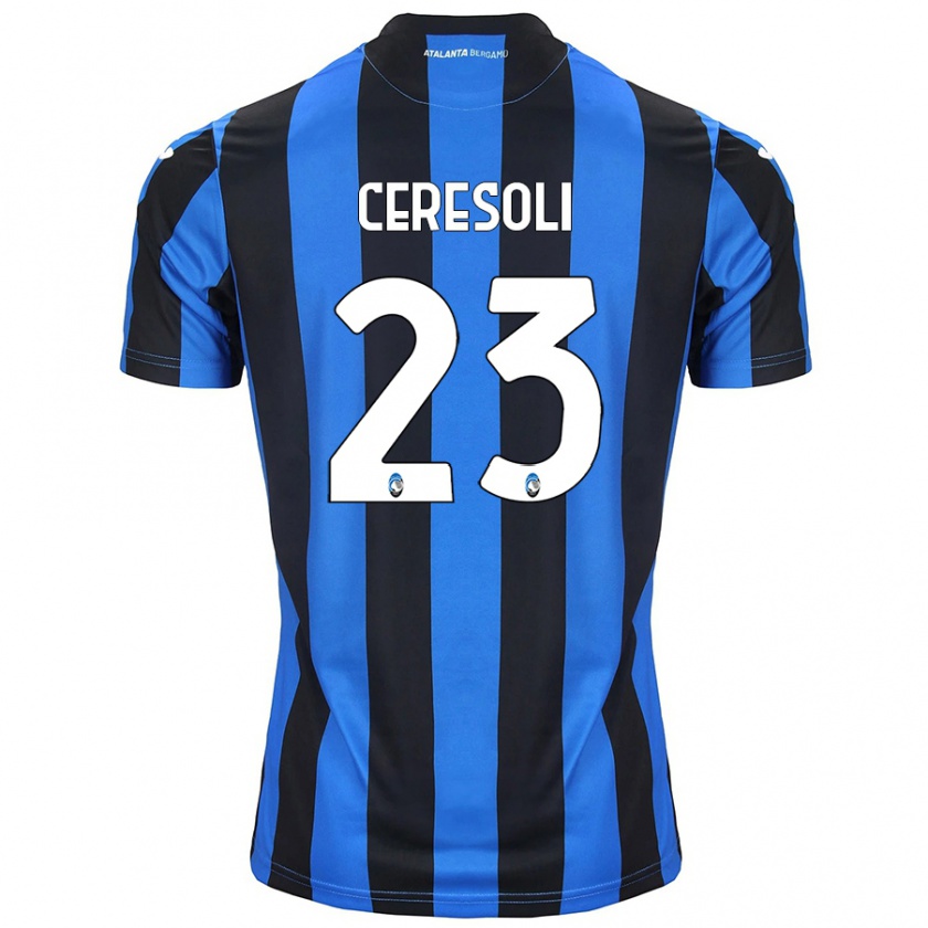 Kandiny Gyermek Andrea Ceresoli #23 Kék Fekete Hazai Jersey 2024/25 Mez Póló Ing