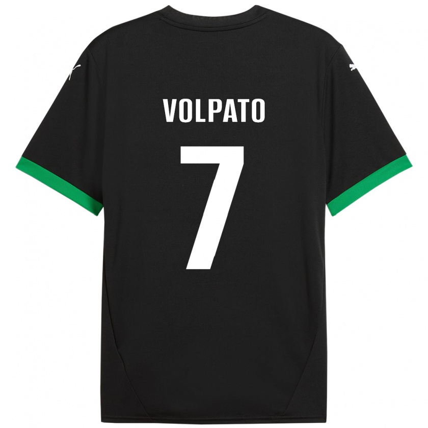 Kandiny Gyermek Cristian Volpato #7 Fekete Sötétzöld Hazai Jersey 2024/25 Mez Póló Ing