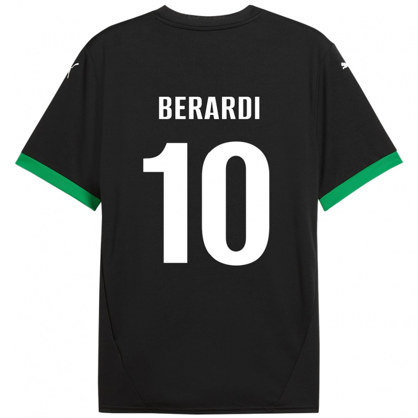 Kandiny Gyermek Domenico Berardi #10 Fekete Sötétzöld Hazai Jersey 2024/25 Mez Póló Ing