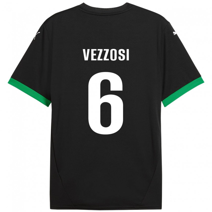 Kandiny Gyermek Giorgio Vezzosi #6 Fekete Sötétzöld Hazai Jersey 2024/25 Mez Póló Ing