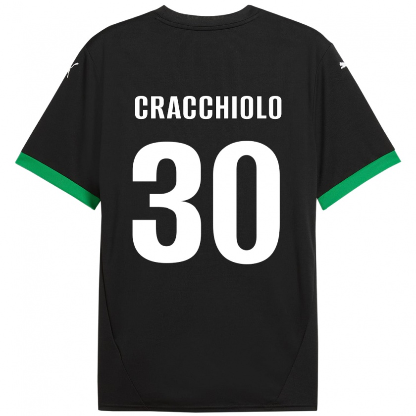 Kandiny Gyermek Leonardo Cracchiolo #30 Fekete Sötétzöld Hazai Jersey 2024/25 Mez Póló Ing