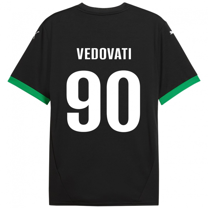 Kandiny Gyermek Gabriele Vedovati #90 Fekete Sötétzöld Hazai Jersey 2024/25 Mez Póló Ing