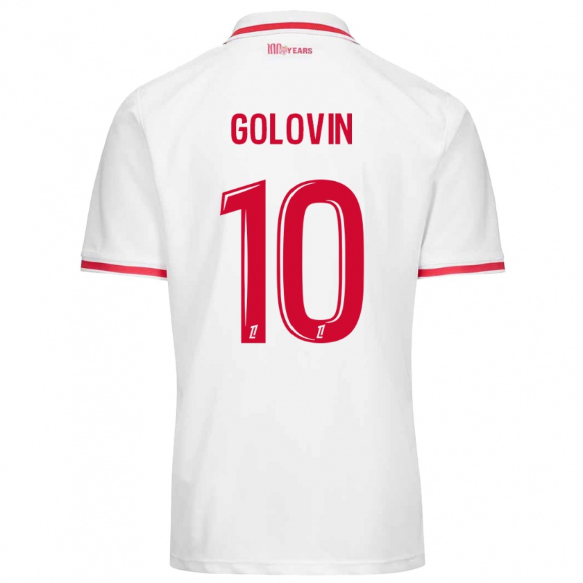 Kandiny Gyermek Aleksandr Golovin #10 Fehér Piros Hazai Jersey 2024/25 Mez Póló Ing