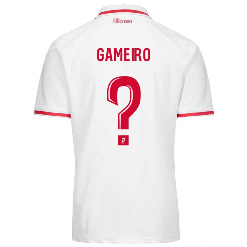 Kandiny Gyermek Benoît Gameiro #0 Fehér Piros Hazai Jersey 2024/25 Mez Póló Ing