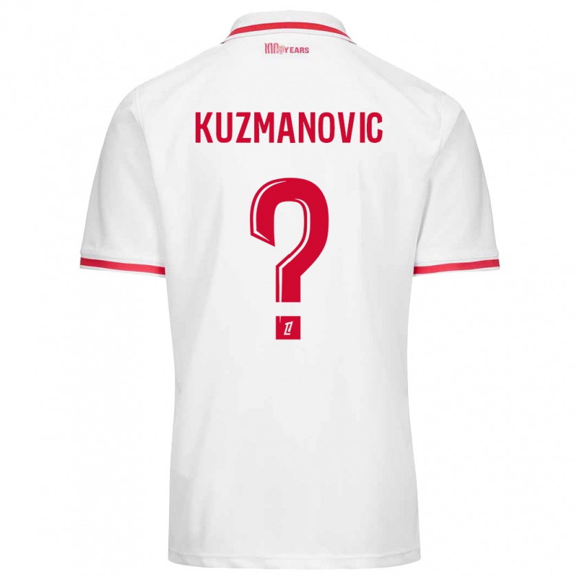 Kandiny Gyermek Dejan Kuzmanovic #0 Fehér Piros Hazai Jersey 2024/25 Mez Póló Ing