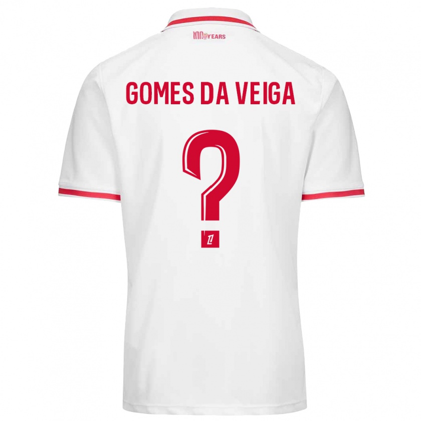 Kandiny Gyermek Melvin Gomes Da Veiga #0 Fehér Piros Hazai Jersey 2024/25 Mez Póló Ing