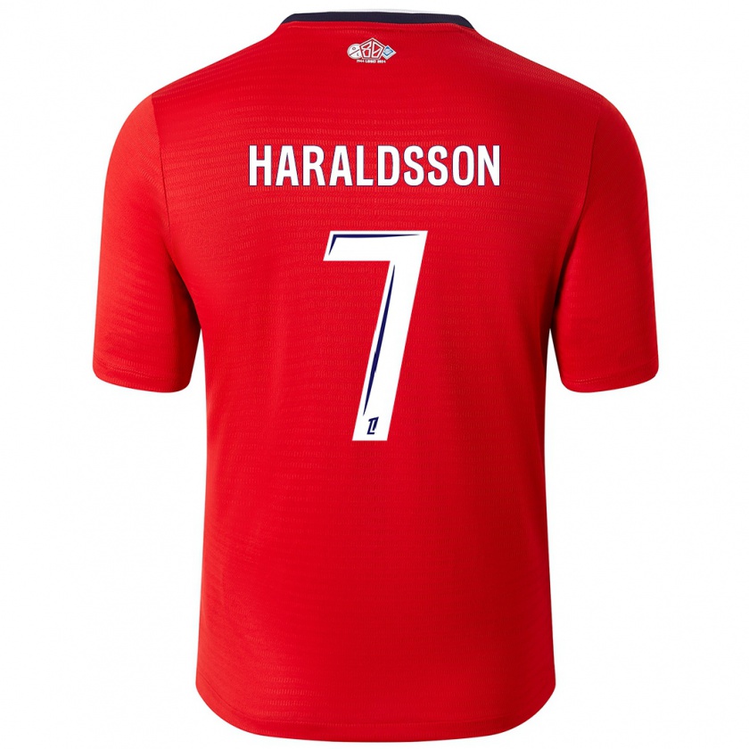 Kandiny Gyermek Hákon Arnar Haraldsson #7 Piros Fehér Hazai Jersey 2024/25 Mez Póló Ing