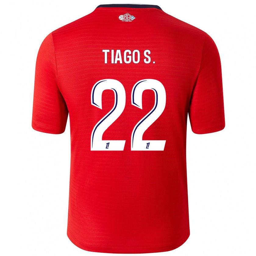 Kandiny Gyermek Tiago Santos #22 Piros Fehér Hazai Jersey 2024/25 Mez Póló Ing