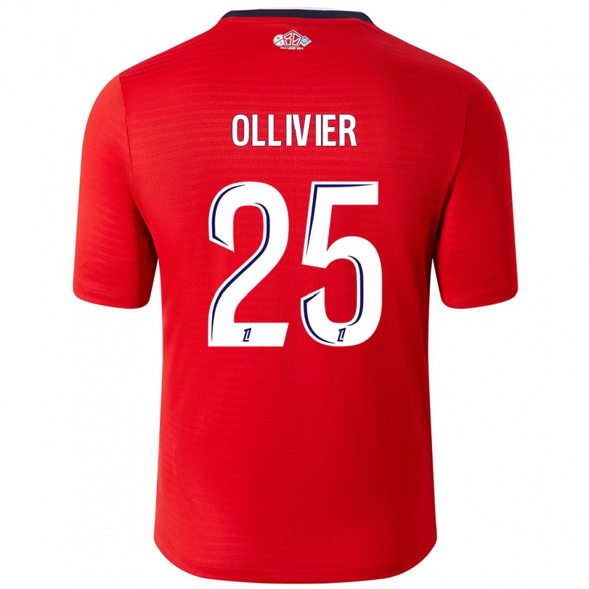 Kandiny Gyermek Agathe Ollivier #25 Piros Fehér Hazai Jersey 2024/25 Mez Póló Ing