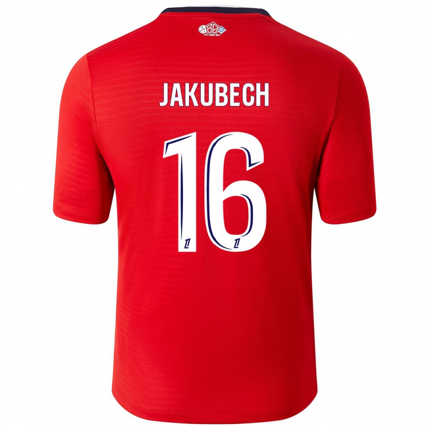 Kandiny Gyermek Adam Jakubech #16 Piros Fehér Hazai Jersey 2024/25 Mez Póló Ing