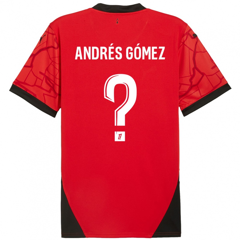 Kandiny Gyermek Carlos Andrés Gómez #0 Piros Fekete Hazai Jersey 2024/25 Mez Póló Ing