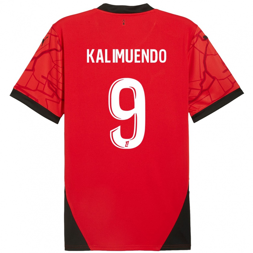 Kandiny Gyermek Arnaud Kalimuendo #9 Piros Fekete Hazai Jersey 2024/25 Mez Póló Ing