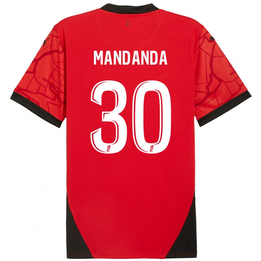 Kandiny Gyermek Steve Mandanda #30 Piros Fekete Hazai Jersey 2024/25 Mez Póló Ing